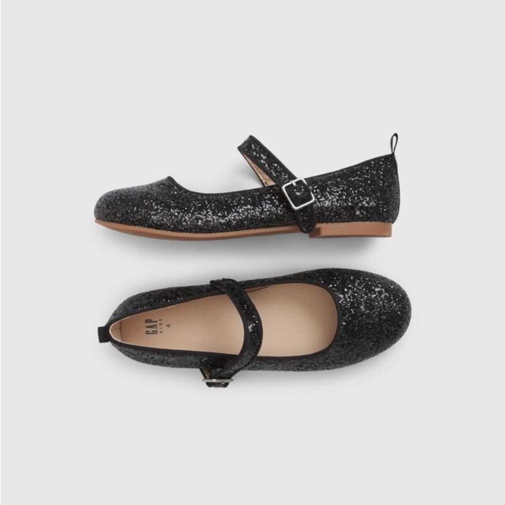 GAP Kids Black Glitter Mary Jane Shoes
